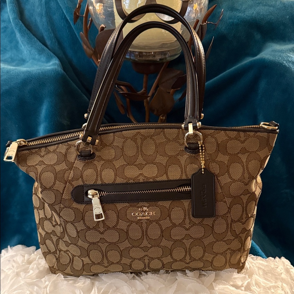 Coach Tan and Brown Signature Tote